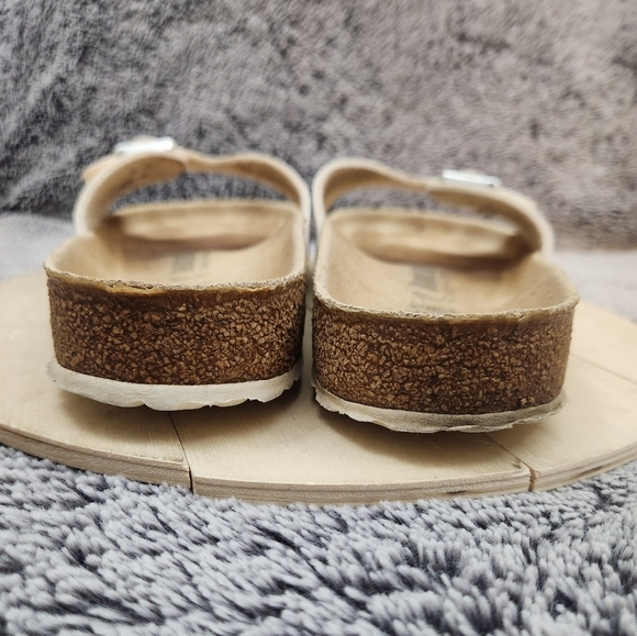 Birkenstock Women's Madrid Sandal Size 10 Slide White Strap Buckle Birko-Flor - Picture 7 of 9